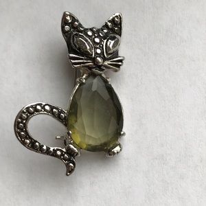 Green Cat Brooch